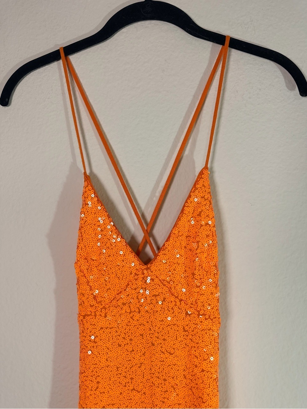 Norma Kamali Sequin Low Back Mermaid Gown Neon Orange XS NWT $595 - Picture 14 of 14